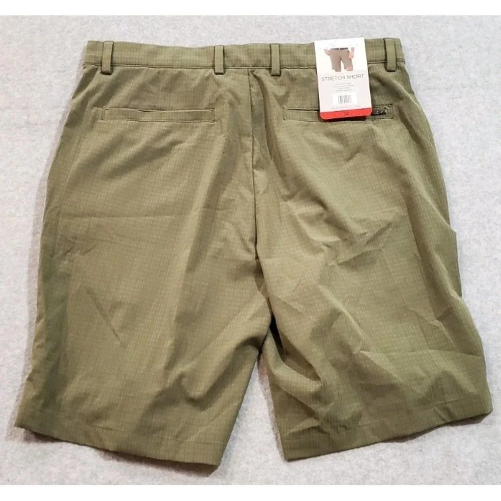 Greg Norman Men's Stretch Shorts Green,‎ Polyester/Spandex, Size 34